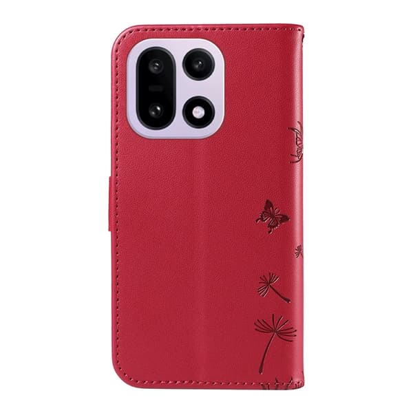 OnePlus 15 5G Plånboksfodral Dandelion Imprint Konstläder Röd