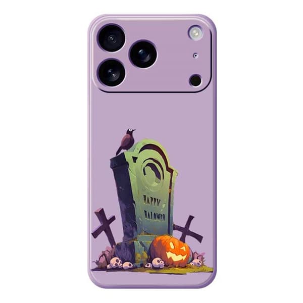 Mobilskal till iPhone 17 Pro med Halloween Tombstone Pattern - Lila Lila