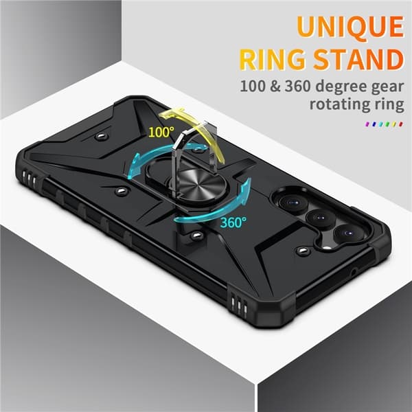 Galaxy S23 Plus Mobilcover Ringholder Military - Sort Black