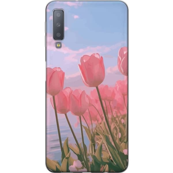 Mobilcover til Samsung Galaxy A7 (2018) med lyserøde tulipaner