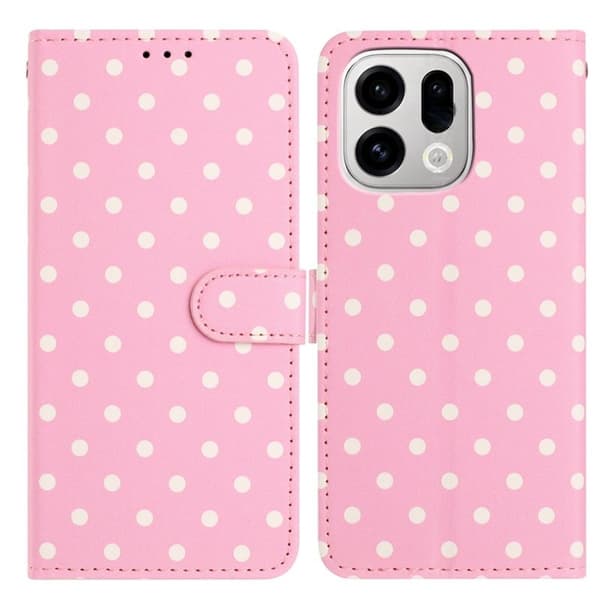 Oppo Find X9 Pro 5G Plånboksfodral Konstläder Polka Dot - Rosa