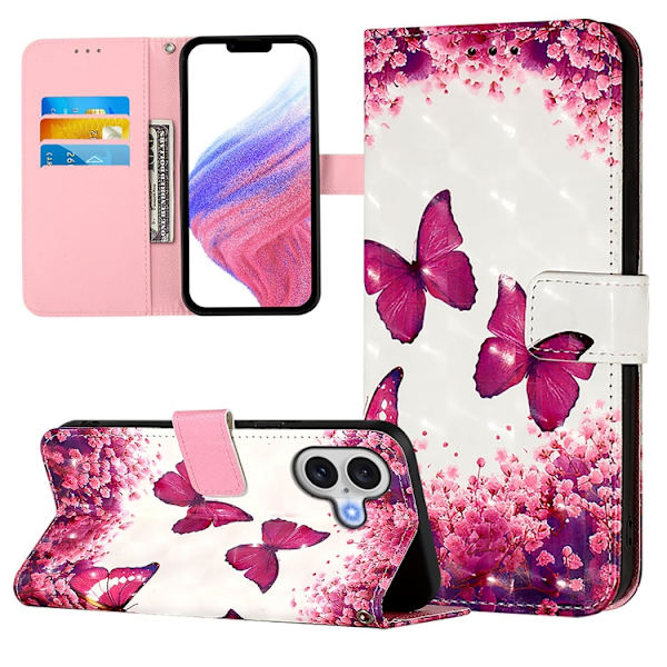 iPhone 17 Plånboksfodral Printing Pattern Med Strap Rosa