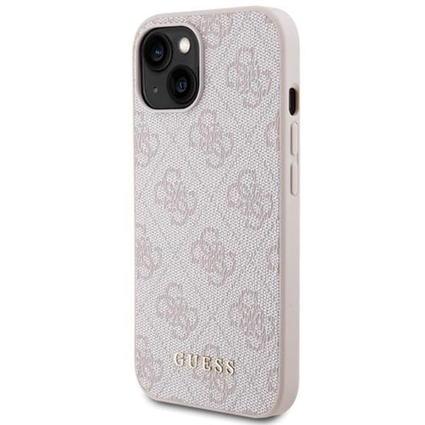 Guess iPhone 15 Mobilskal 4G Metal Gold Logo - Rosa Rosa