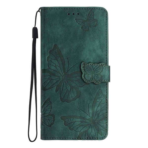 OnePlus 15 5G Konstläder Plånboksfodral Butterfly Skin-Touch Grön
