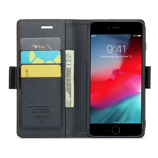 CASEME Plånboksfodral Konstläder för iPhone 6 Plus/7 Plus/8 Plus - Svart