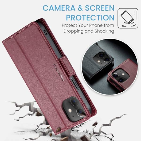 CASEME Plånboksfodral Konstläder för iPhone 12/12 Pro - Röd