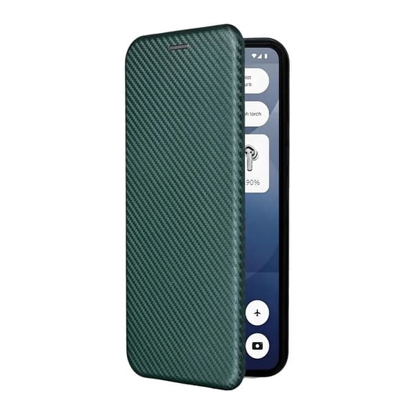 Nothing Phone (3a) Plånboksfodral Konstläder Carbon Fiber - Grön Grön