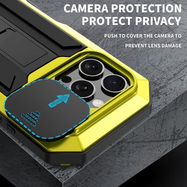 R-JUST Mobilskal till iPhone 16 Pro Max Kickstand Silikon+Metal+PC Gul