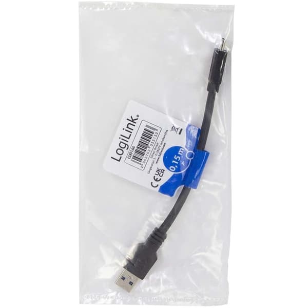 Logilink USB-C till USB-A kabel 0.15m 15W - Svart Black