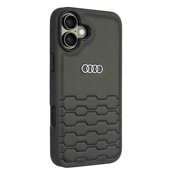 Audi telefontaske til iPhone 16 Plus syntetisk læder - sort Black