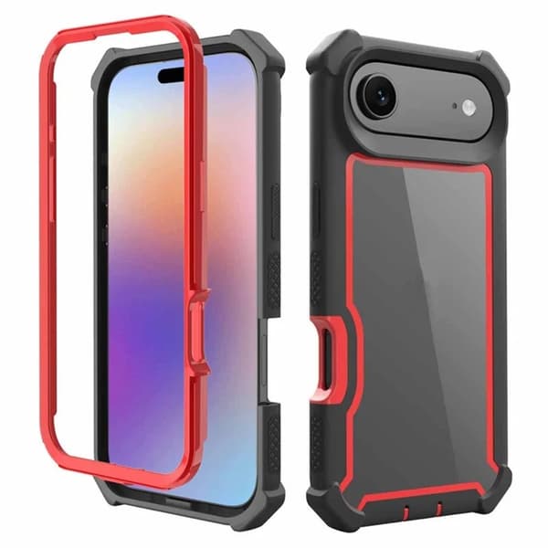 Mobilskal till iPhone 17 Air TPU + PC Shockproof - Svart/Röd Röd