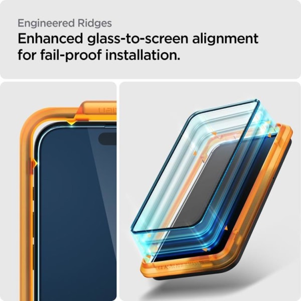 [2-Pack] Spigen iPhone 15 Hærdet Glas Skærmbeskytter - Sort