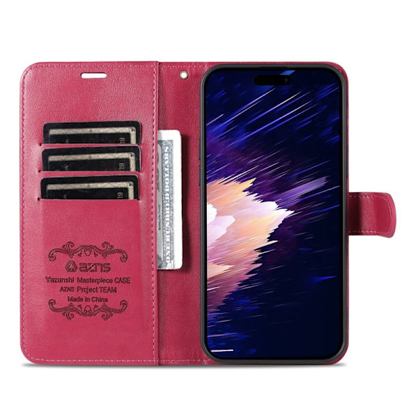 AZNS iPhone 16e Plånboksfodral Anti-Scratch Konstläder - Röd