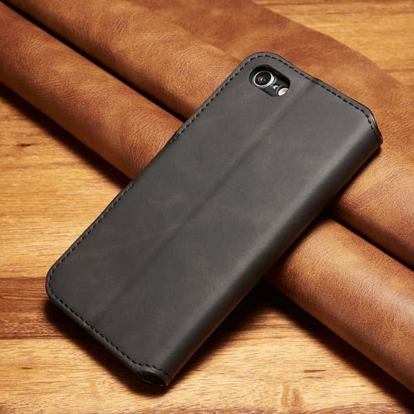 DG.MING Retro Konstläder Plånboksfodral för iPhone 7/8/SE 2022 - Svart