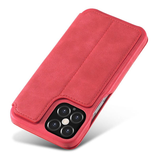 LC.IMEEKE iPhone 12 Pro Plånboksfodral i Konstläder - Röd