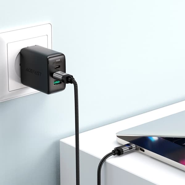 Acefast USB-C - USB-C 66W Kabel 1.2m 480Mb/s Svart Svart