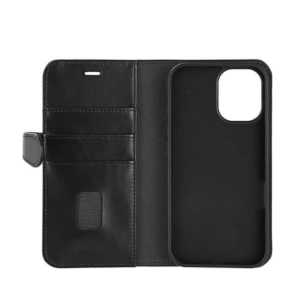 BUFFALO äkta läder iPhone 16 Plånboksfodral MagSafe 2-i-1 - Svart Black