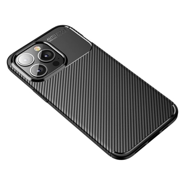 Carbon Fiber Mobiltelefon Taske til Apple iPhone 13 - Sort Black