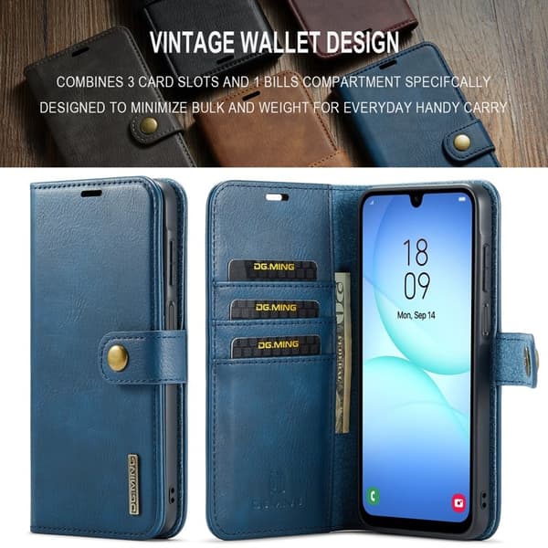 DG.MING Samsung Galaxy A17 5G Plånboksfodral Äkta läder - Blå