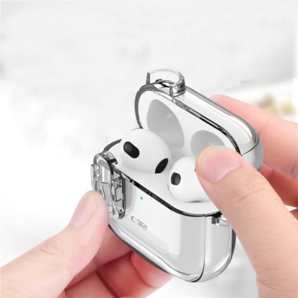 Tech-Protect Airpods 4-etui Slim Hook - klar Transparent