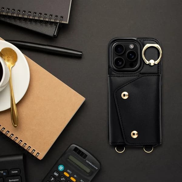 Telefontaske til iPhone 12/12 Pro Wonder Kortholder - Sort Svart