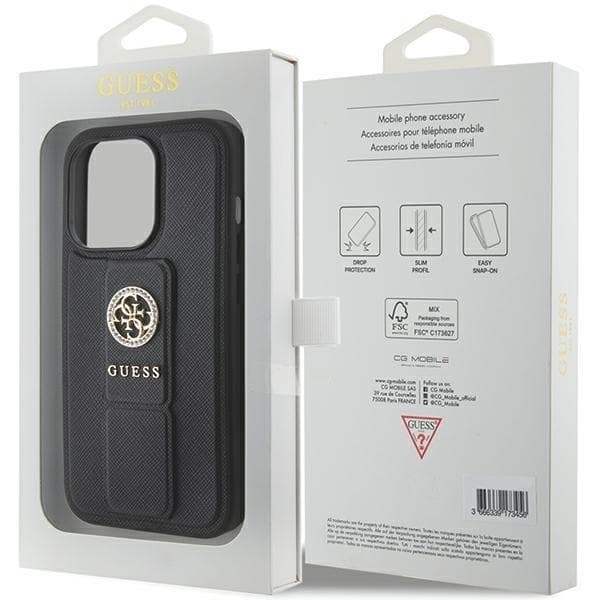 Guess Mobilskal till iPhone 15 Pro Max Grip Stand Saffiano Strass Black