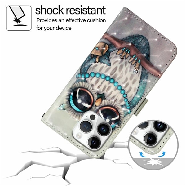 iPhone 16 Pro Plånboksfodral Printing Pattern Med Rem Grå