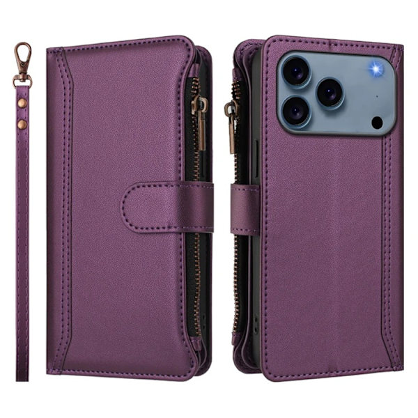 iPhone 17 Pro Max Plånboksfodral 9 Kortfack - Lila Lila