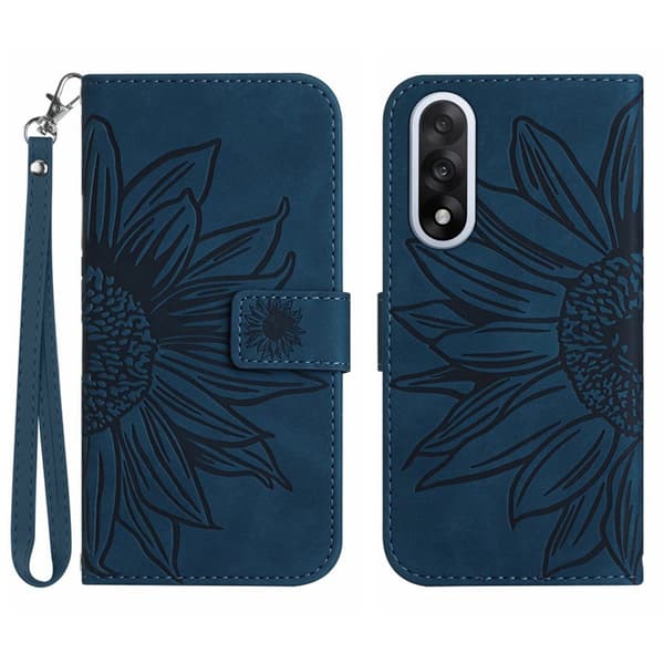 OnePlus Nord 5 Konstläder Plånboksfodral Sunflower Imprint - Blå Blå