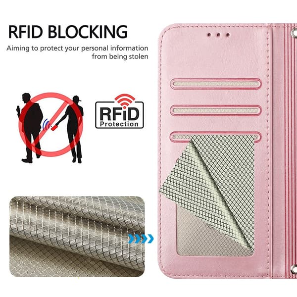 OnePlus 15 Konstläder Plånboksfodral Panda Imprint RFID-Skydd Rosa