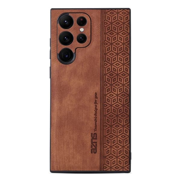 AZNS Samsung Galaxy S22 Ultra Plånboksfodral Konstläder - Brun