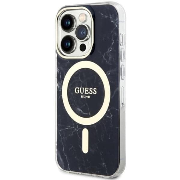 Guess iPhone 14 Pro Max Mobilskal MagSafe Marble - Sort Black