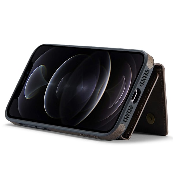DG.MING iPhone 12/12 Pro Konstläder Plånboksfodral Tri-fold Brun