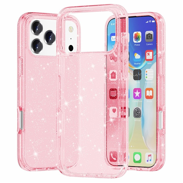 AMORUS Mobilskal till iPhone 17 Pro Shockproof - GlitterRosa Rosa