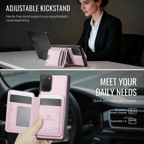 JEEHOOD Mobilskal till Samsung Galaxy S20 Plus Konstläder - Rosa Rosa