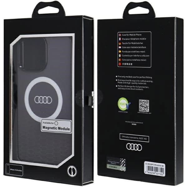 Audi iPhone 15 Pro Max Mobilskal Magsafe IML Big Logo - Sort Black