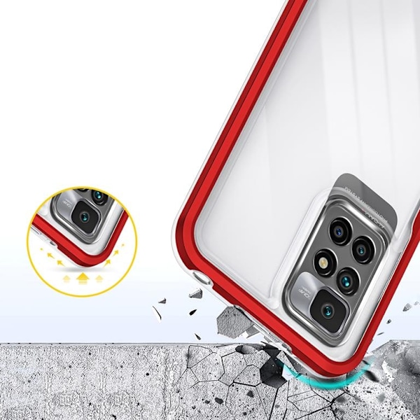Xiaomi Redmi 10 4G (2021/2022) Skal Clear 3in1 - Röd