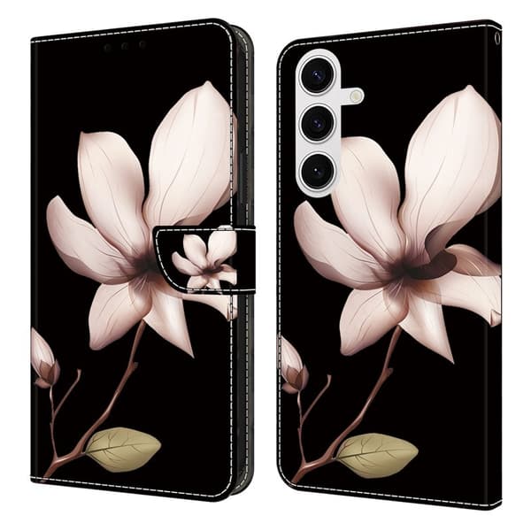 Samsung Galaxy S26 Plånboksfodral Magnetlås 3D Mönster Konstläder - Rosa Blomma