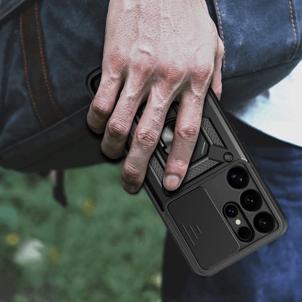 Telefontaske til Galaxy S25 Ultra Hybrid Armor Camshield - Lyserød Rosa