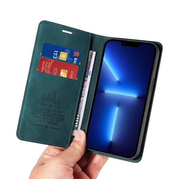 BETOPNICE 003 Plånboksfodral för iPhone 13 Pro - RFID Blocking Konstläder - Grön