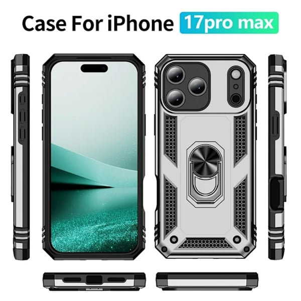 Mobilskal till iPhone 17 Pro Max med Kickstand - Silver Silver