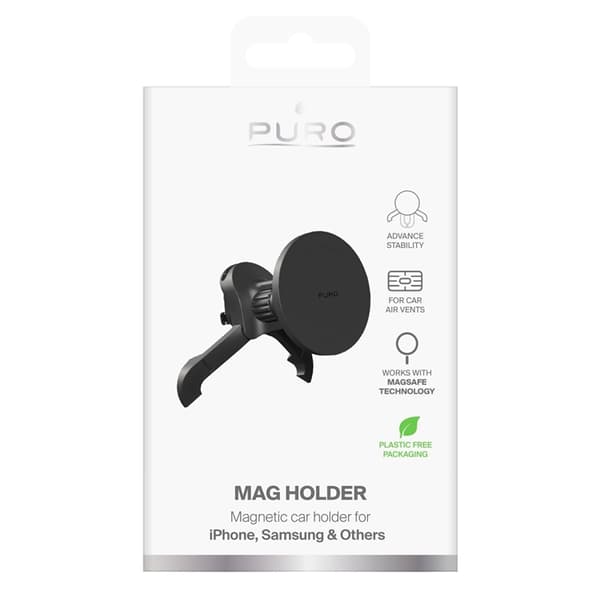 Puro MagSafe Bilholder Luftventil Justerbar - Sort Svart