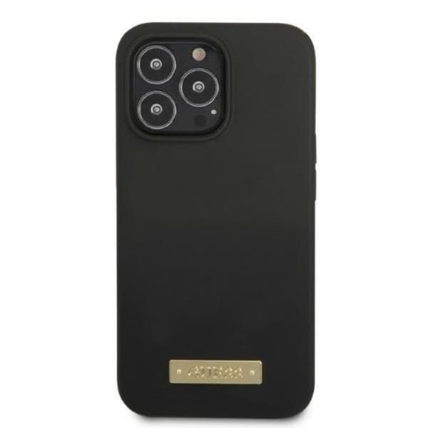Guess iPhone 13 Pro Skal MagSafe Silicone Logo Plate - Musta Black