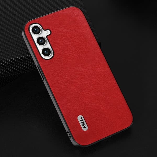 ABEEL Mobilskal till Samsung Galaxy S23 FE PU Läder Röd Retro Textur
