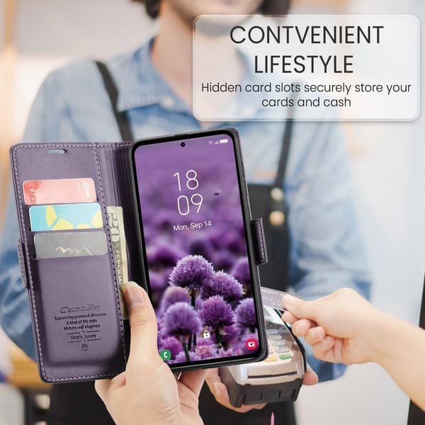CASEME Plånboksfodral Konstläder för Samsung Galaxy A55 5G - Lila
