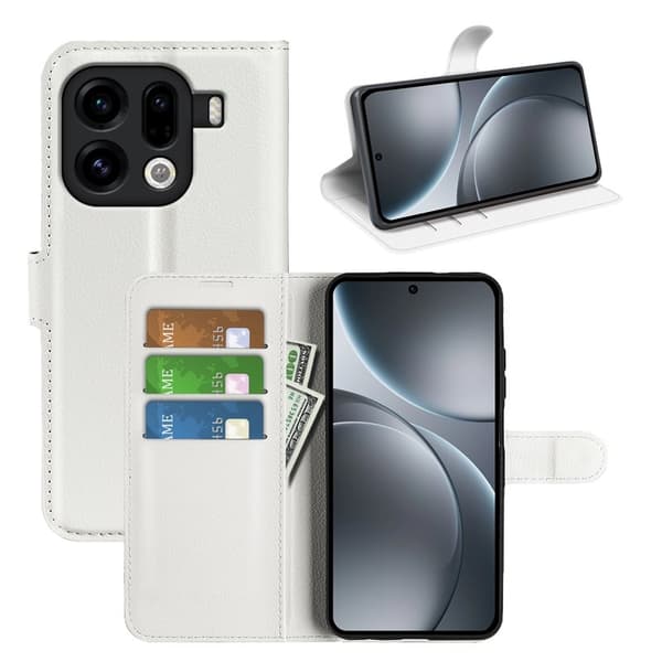 Oppo Find X9 Pro 5G Plånboksfodral Konstläder Stötsäker - Vit