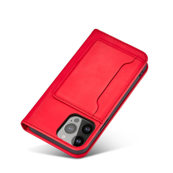 iPhone 13 Pro Max Plånboksfodral Magnet Stand - Röd