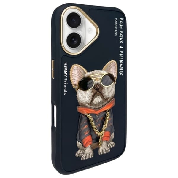 Nimmy Telefontaske til iPhone 16 Briller Cool Dog - Sort Black