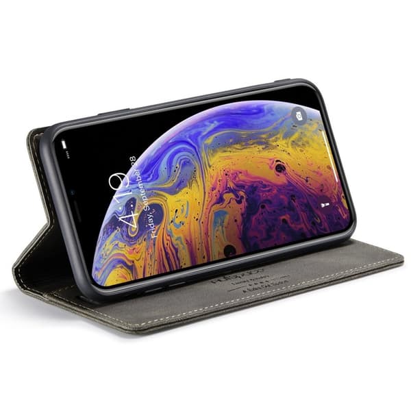 AUTSPACE A01 iPhone X / XS Plånboksfodral i Konstläder - Brun