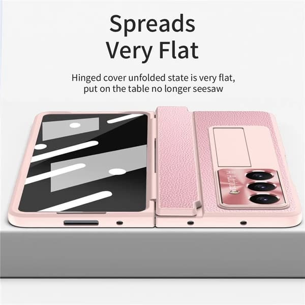Mobilskal till Galaxy Z Fold7 5G läder + PC Kickstand - Rosa Rosa
